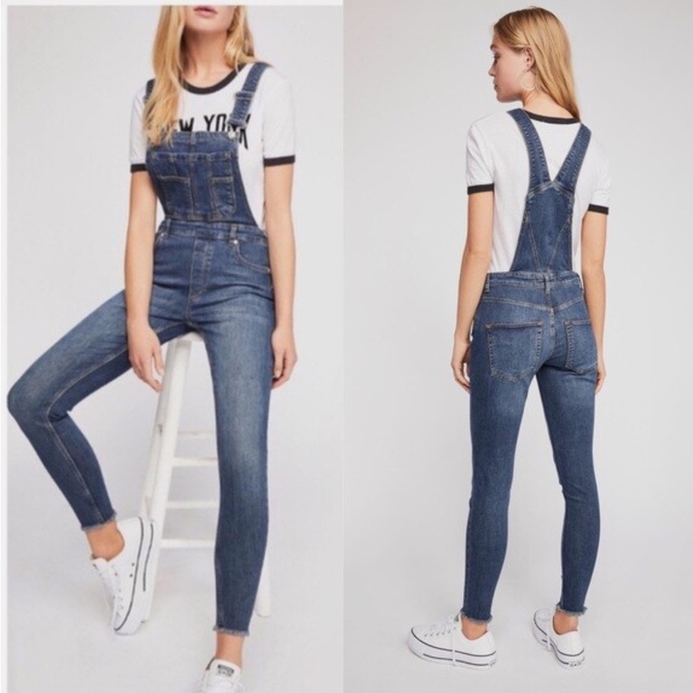 Free People skinny Indigo Denim Overalls